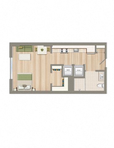 Floor plan for studio, 1 bath, 440 sqft